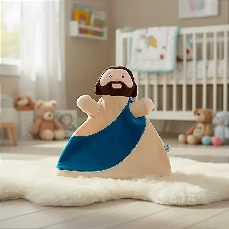 Naninha Fantoche Para Bebê com Prendedor de Chupeta Jesus
