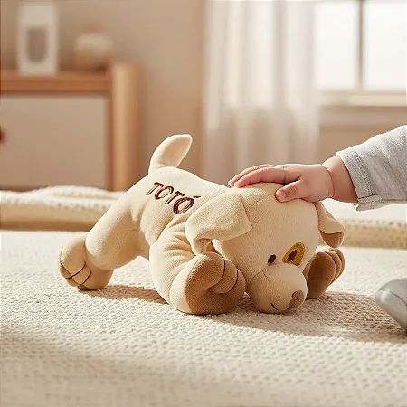 Pelúcia Infantil Antialérgica Cachorrinho Totó Amêndoa - Zip
