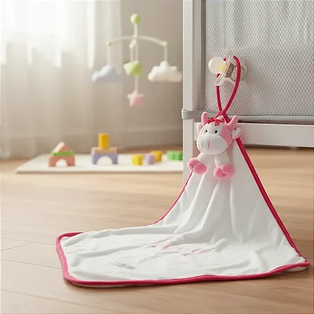 Naninha Bebê Cetim Com Prendedor De Chupeta Vaquinha - Zip