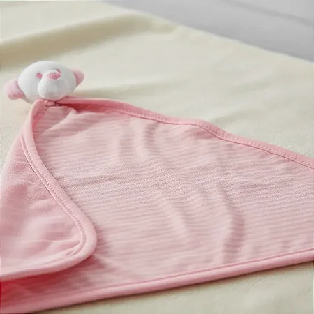 Naninha Bebê Conforto Ursinho Listrado Rosa - Zip