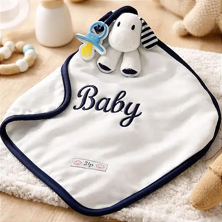 Naninha Bebê Cetim Com Prendedor de Chupeta Cachorrinho Bco