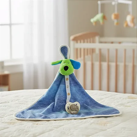 Naninha Bebê Atoalhada Com Prendedor de Chupeta Cachorrinho