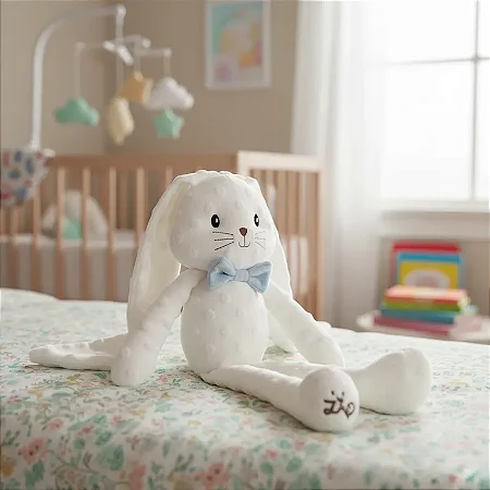 Pelúcia Coelhinho de Páscoa Kiko Gravata Azul Bebê - Zip