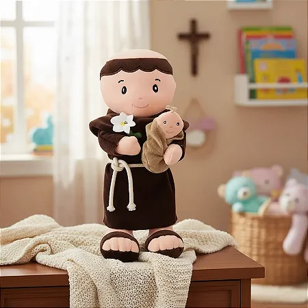 Pelúcia Boneco de Pano Bordado Católico Santo Antônio - Zip