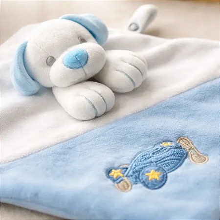 Naninha Bebê Com Prendedor de Chupeta Ursinho Azul - Zip