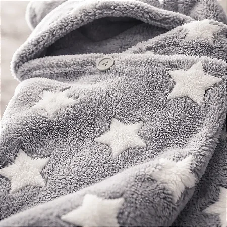 Manta Bebê Com Capuz Macia Antialérgica Cinza 90x60 - Zip