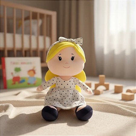Pelúcia Boneca De Pano Infantil Bordada Clara Loira - Zip