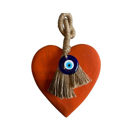 Coração Pendente Olho Grego Abóbora (25x16x3cm)
