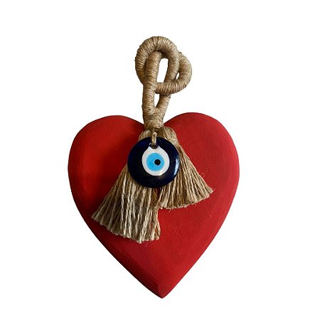 Coração Olho Grego Vermelho (25x16x3cm)