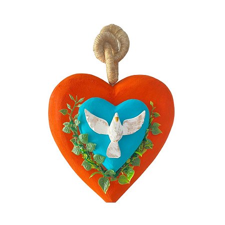 Coração Divino Flor Abóbora (25x16x3cm)