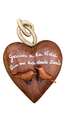 Coração Poesia Gracias A La Vida (25x16x3cm)