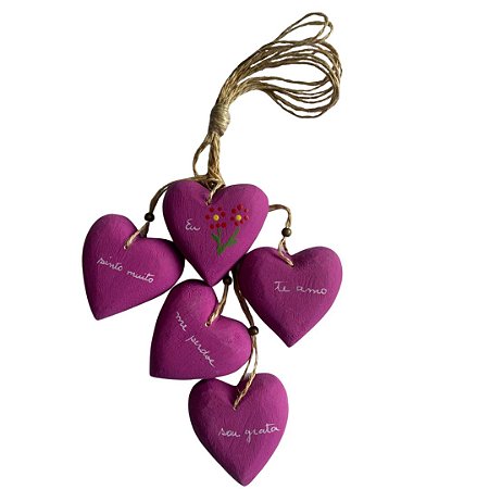 Pendente Coração do Amor I Beterraba (33x13cm)