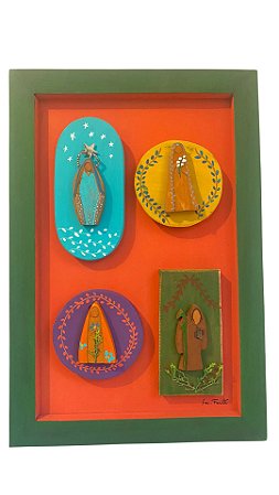 Moldura + Santinhos (60x40) Verde e Abóbora