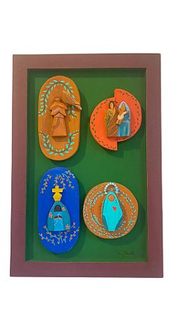 Moldura + Santinhos ( 60x40) Magenta e Verde