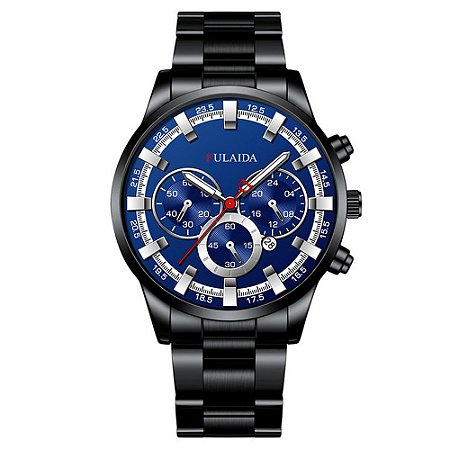 Relógio Masculino Original Fulaida Pulso Quartzo Azul Aço