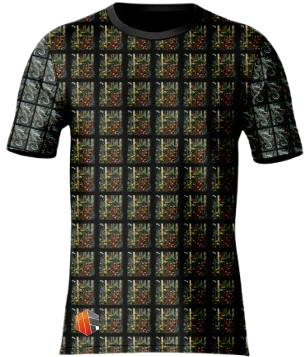 Camiseta com estampa de plantas de aquário ladrilhada, por sublimação total, em micro-fibra, tecido tecnológico.