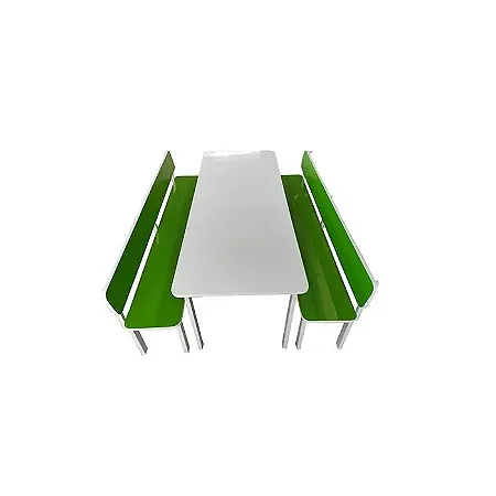 Conjunto Mesa Refeitório Infantil com Bancos Separados e Encosto