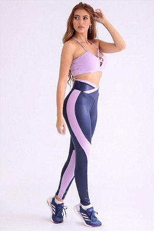 LEGGING SINTONIA SPIN CIRRÊ AZUL MARINHO COM ROXINHO