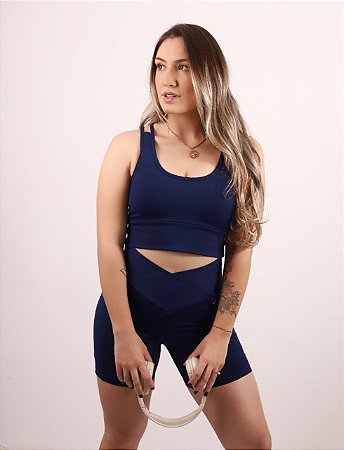 BERMUDA SHORT SINTONIA VIBE AZUL MARINHO COM BOLSO