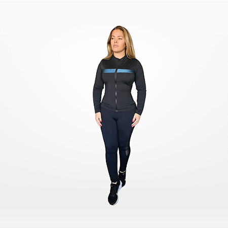 JAQUETA CASACO PRETA COM AZUL