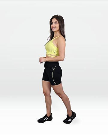 BERMUDA SHORT SINTONIA SUMMER PRETO E AMARELO