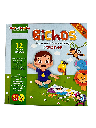 Quebra-cabeça Bichos gigante 12 peças - Bate Bumbo