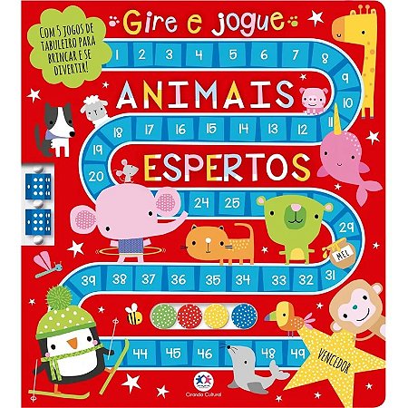 Livro jogo de Tabuleiro - Gire e Brinque Animais Espertos