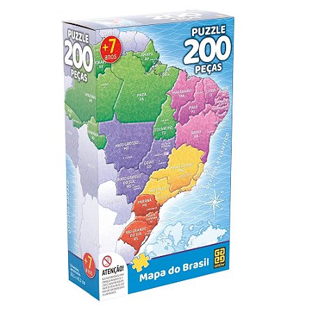 Quebra-cabeça  200 peças - Mapa do Brasil