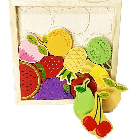 Encaixe frutas - em madeira - Toymix