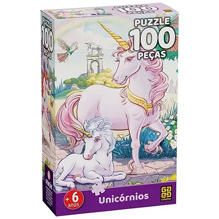 Quebra-cabeça Unicórnios - 100 peças - Grow