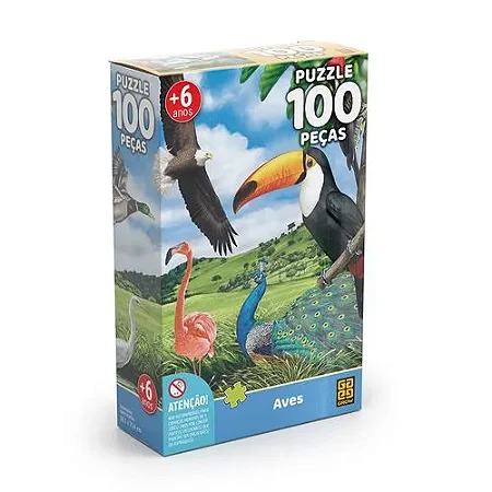 Quebra-cabeça Aves - 100 peças - Grow