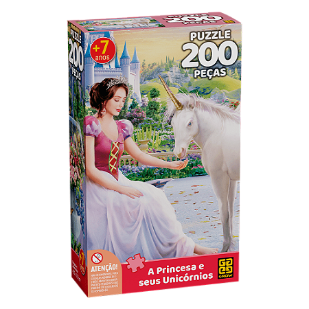 Quebra-cabeça 200 Peças - A Princesa e seus Unicórnios