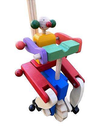 Palhacinho Ciclista de empurrar - em madeira