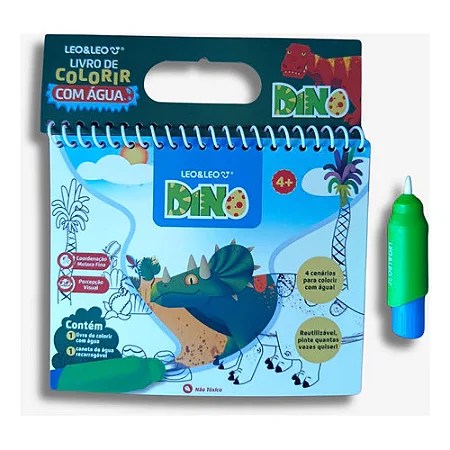 Livro de Colorir com água - Dinossauro - Leo&Leo