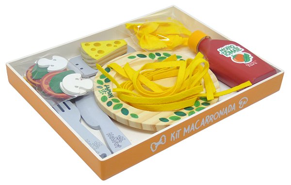 Coleção comidinhas em madeira - Kit Macarrão