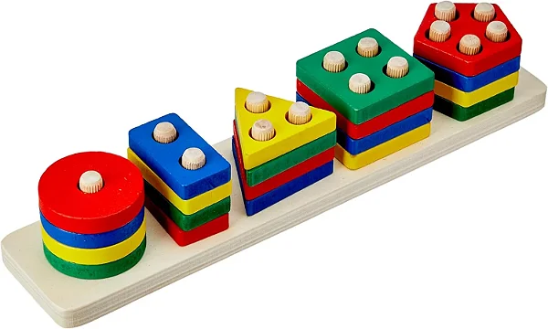 Encaixe Divertido Cores e Formas 5 colunas - madeira - Toymix