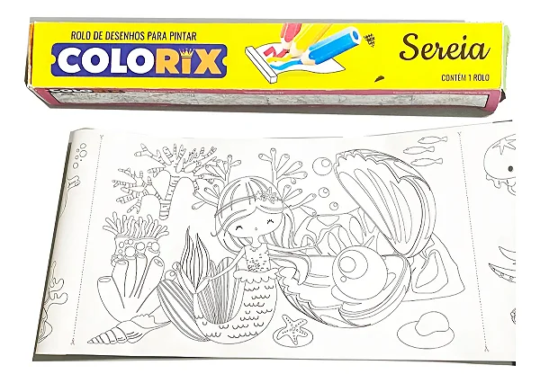 Rolo de Desenho para Pintar e Colorir - Tema Sereia - 3 metros