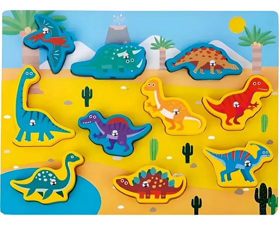 Encaixe 3x1 Dinossauro - Pescaria - Encaixe - Alinhavo