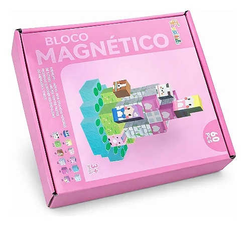 Blocos Magnéticos Cubos 60 Peças Criativos