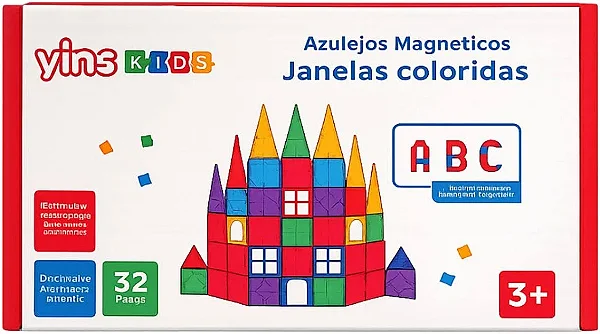 Blocos Magnéticos 32 Peças Educativos