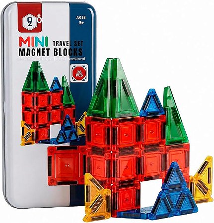 Mini Blocos Magnéticos 26 Peças Coloridas