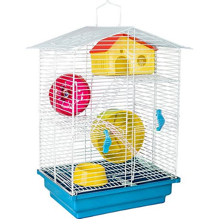 Gaiola Hamster Teto Aramado 3 Andares Completa