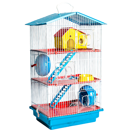 GAIOLA HAMSTER 3 ANDARES TETO PLÁSTICO