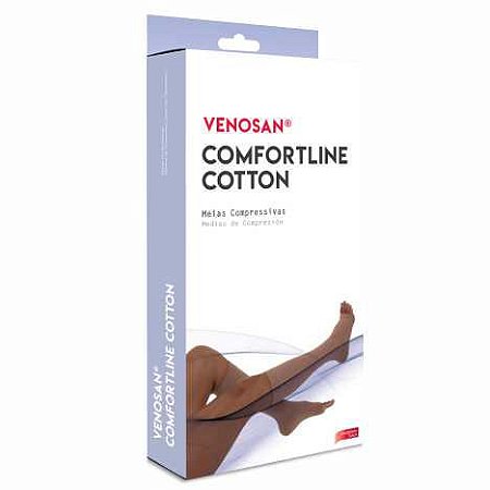 Meia Venosan Confortline Cotton 30-40 AD longa pé aberto Bege