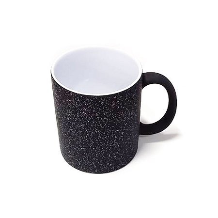Caneca Mágica Preta Glitter Para Sublimação 325ml