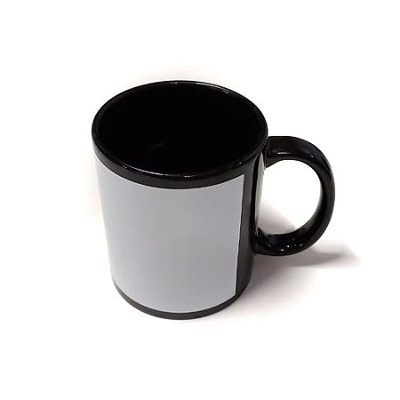 Caneca De Cerâmica Preta Tarja Para Sublimação 325ml