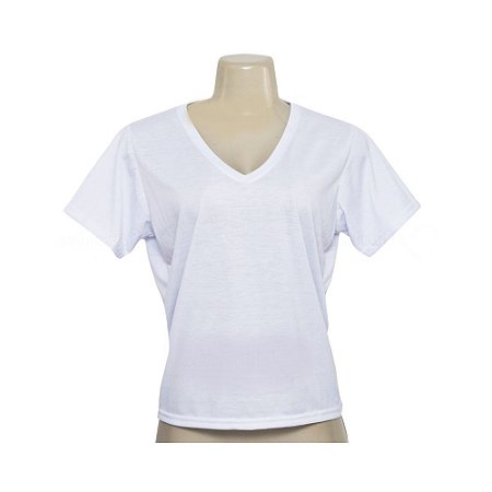 Camiseta Baby Look Gola "V" Para Sublimação (1 Unidade )
