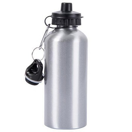 Garrafa Squeeze Alumínio Prata Tampa Dupla Para Sublimação 600ml (não é térmica)