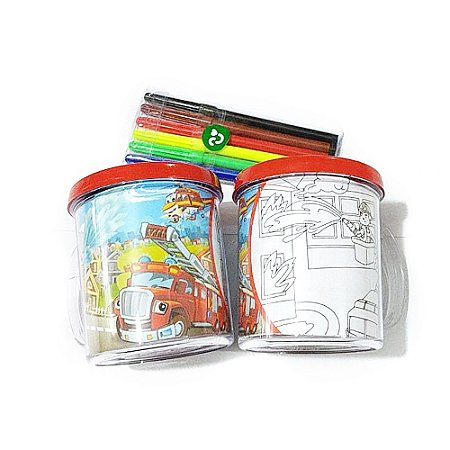Kit canecas rosqueáveis para colorir com canetinha