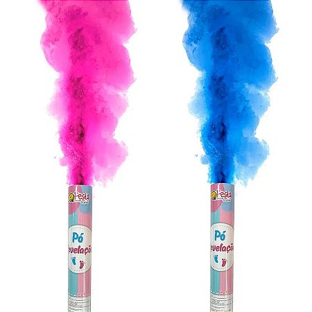 Lança Pó Colorido Rosa Ou Azul / Chá Revelação 30cm
